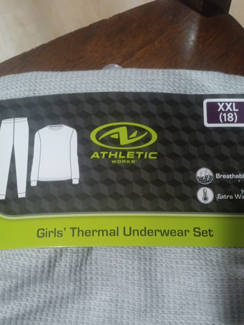 Athletic Works Girls' Thermal Pajama Set - White